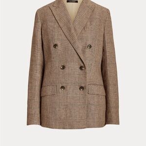 Lauren Ralph Lauren Glen Plaid linen double-breasted blazer